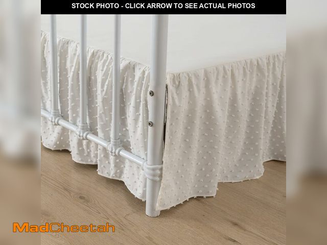 Lot 74-14214548 - Tufted Dot Bed Skirt Twin Size Ruffled Bed Skirt with Split Corners, 12 Inch Drop Dust Ruffle Bed Sk...