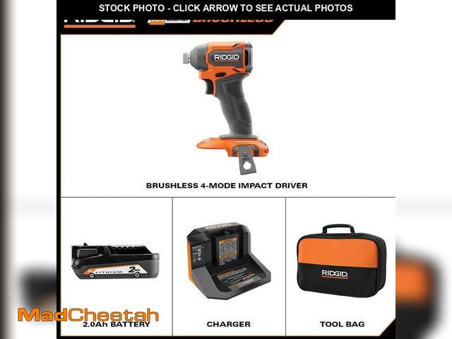 Lot 74-12663808 - RIDGID 18V SubCompact Brushless Cordless Impact Driver Kit with 2.0 Ah Battery, Charger, and Tool Ba...