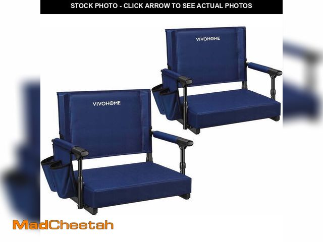 Lot 74-12782375 - SPECSTAR Stadium Seats with Back Support and Cushion, 2 Pack Portable Bleacher Chairs with Cup Holde...