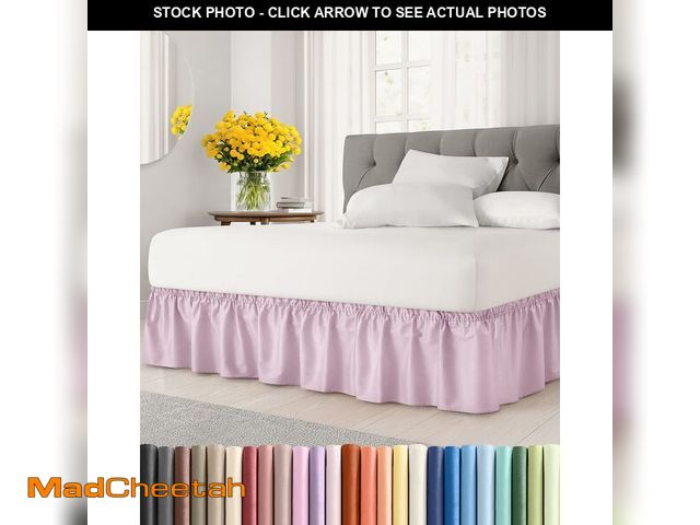 Lot 74-14215336 - Wrap Around Dust Ruffle Bed Skirt for College Dorm - Light Pink - Twin/Twin XL Size Beds w/ 24 Inch ...