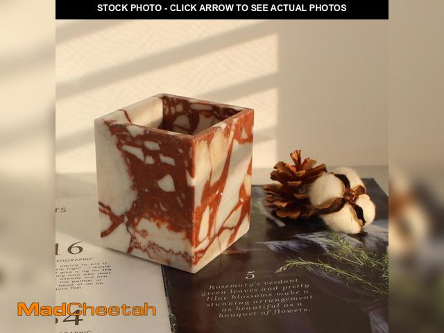 Lot 74-12214114 - Calacatta Red Marble Toothbrush Holders for Bathroom, Natural Marble Makeup Brush Holder Countertop ...