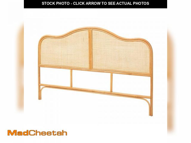 Lot 74-12428353 - Bali &amp; pari Adelita Natural Rattan Arched Headboard - Handwoven Cane Panel with Rattan Frame, Co...