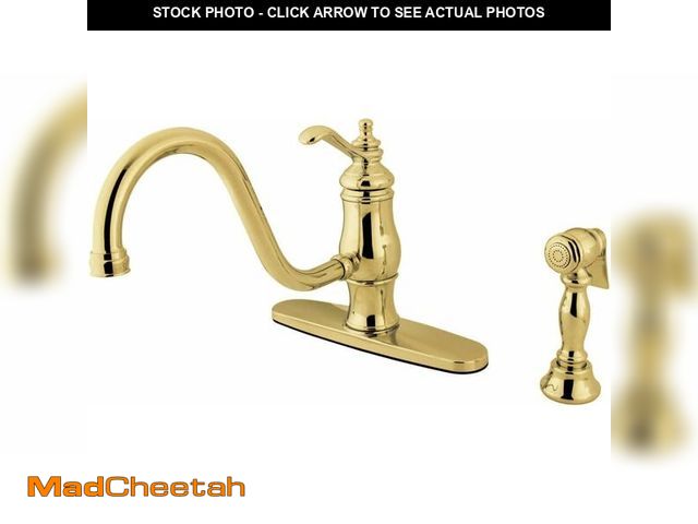 Lot 74-12633142 - Kingston Brass KS1572TLBS Gourmetier Kitchen Faucet, 11" in Spout Reach, Polished Brass - USED