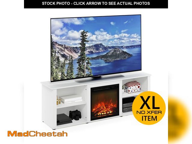 Lot 74-12722792 - Furinno Classic 70 Inch TV Stand with Fireplace, Solid White - UNUSED