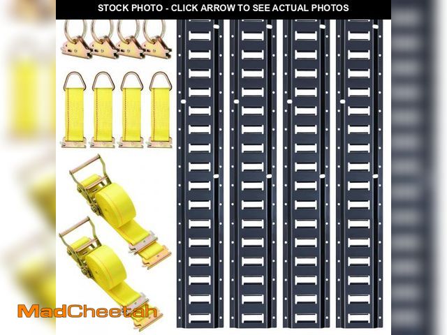 Lot 74-12140812 - Trekassy 8ft E Track Rail Tie-Down Kit - 4 Pack 8' Etrack Rails &amp; 10 Cargo Trailer Accessories f...