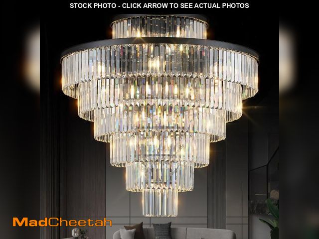 Lot 74-12482919 - MERINEA Large 40" Black Crystal Chandelier 28 Lights Modern Round Chandeliers for Staircase Luxury 7...