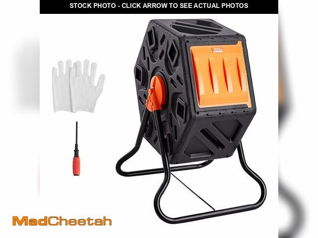 Lot 74-13802091 - VEVOR Compost Bin, 18.5-Gal Small Composting Tumbler, Compact Single Rotating Chamber with Sliding D...