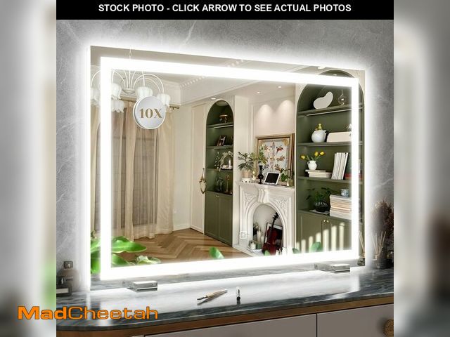 Lot 74-13836240 - ROLOVE 32x 22 Inch Large Lighted Vanity Mirror with Dimmable 3 Modes, LED Makeup Mirror for Bathroom...