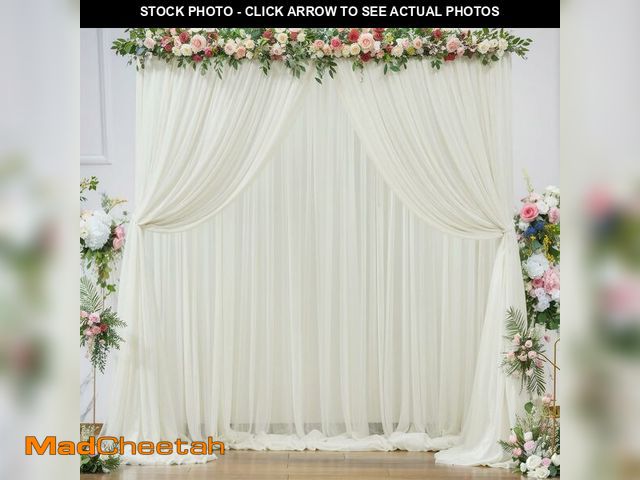 Lot 74-12976351 - PARTISKY 20ft X 10ft Ivory Tulle Backdrop Curtain for Parites, Sheer Backdrop Curtains Fabric Drapes...