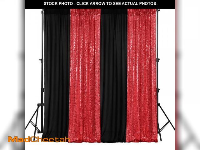 Lot 74-12444024 - VitalCozy 4 Panels Backdrop Curtains 2 Pcs 4 x 10 ft Sequin Glitter 2 Pcs 7 x 10 ft Chiffon Photo Ba...