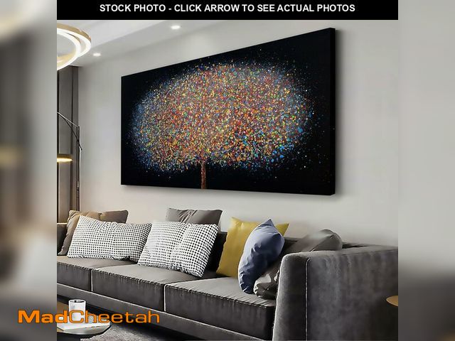 Lot 74-12761617 - AERART Abstract Wall Art Black Background Colorful Tree Wall Decor Modern Canvas Print Mural Artwork...
