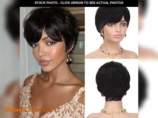 Lot 74-12717049 - Sidaila Pixie Cut Wig Human Hair Short Pixie Wigs with Bangs for Black Women Natural Glueless Short ...