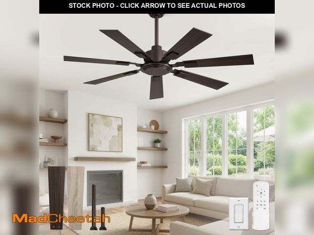 Lot 74-14387415 - ZMISHIBO 52Ã¢â¬Å Ceiling Fans No Light with Remote, Bronze Farmhouse Ceiling Fan Without Light, Qu...