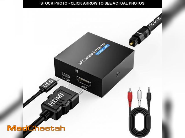 Lot 74-12212117 - 192KHz ARC Audio Extractor, HDMI ARC to Toslink/Optical+3.5mm AUX Output, HDMI to Optical Audio Adap...