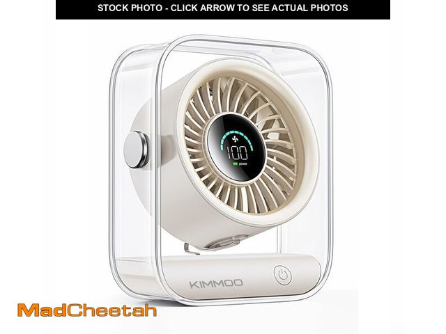Lot 74-14269084 - KIMMOO Rechargeable USB Desk Fan, Quiet Table Fan with Turbo Airflow, 100 Speeds, Digital Display, 9...