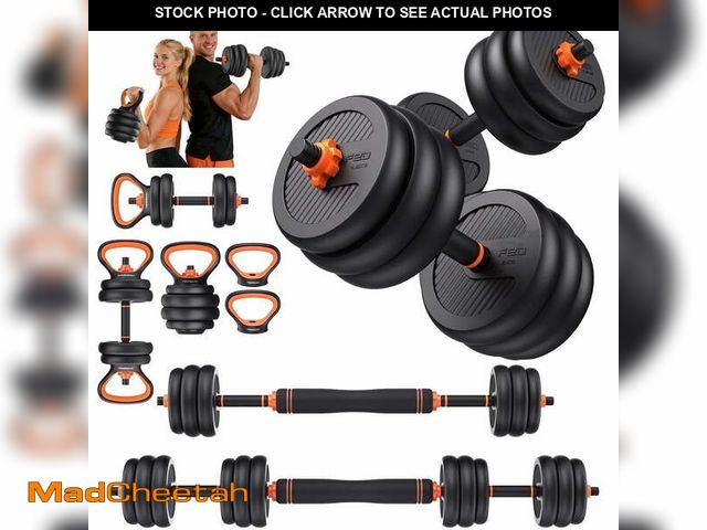 Lot 74-14354991 - UPGO Adjustable Dumbbell Set,50lb Free Weight Set with Connector Bar,5 in 1 Workout Gear with Dumbbe...