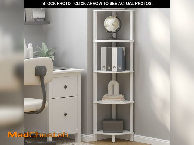 Lot 74-14273819 - VIMBER Corner Shelf, 5-Tier Corner Bookshelf, Industrial Corner Ladder Shelf, Modern Display Shelf f...