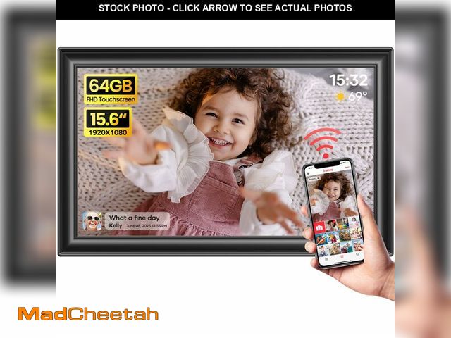 Lot 74-14293949 - 64GB 15.6" Frameo Digital Picture Frame WiFi, Large Electronic Photo Frames 1920 x 1080 IPS FHD Touc...