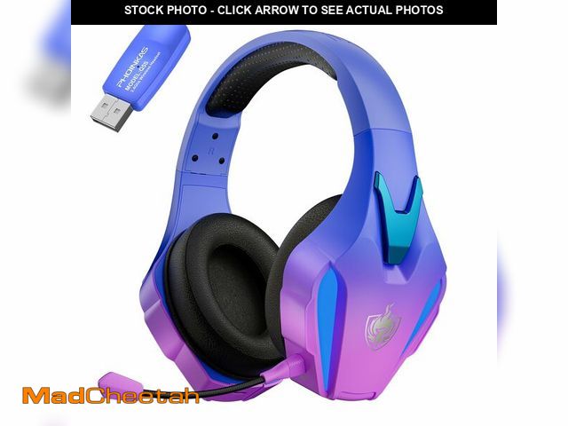 Lot 74-12704730 - PHOINIKAS Wireless Gaming Headset for PS4 PS5 PC Switch, Wireless 2.4GHz Gaming Headphones with Deta...