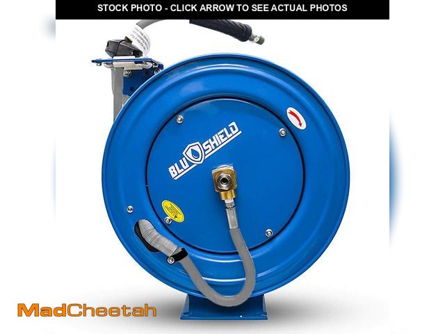 Lot 74-12746444 - BLU SHIELD 1/4 in. x 50 ft. 3000 PSI Heavy-Duty Single Arm Pressure Washer Hose Reel and Hose Combo ...