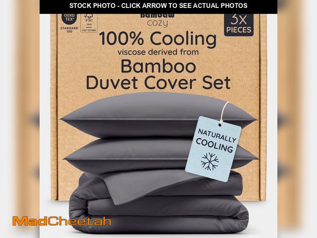 Lot 74-13947690 - Bambaw 100% Viscose Derived from Bamboo Duvet Cover Queen Size - 3 Piece Cooling Duvet Cover Set, So...