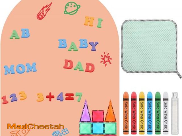 Lot 74-12397942 - Fuyoooo Magnetic Chalkboard for Wall Magnetic Wall Decal with Pastel Markers Dishcloth and Chalkboar...