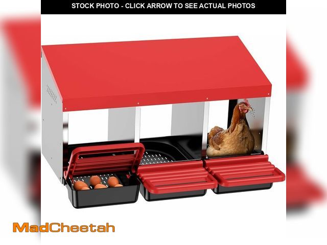 Lot 74-14078721 - (SOME DAMAGE) ZenxyHoC Chicken Nesting Boxes, Metal Chicken Egg Laying Box with Swing Perch and Roll...