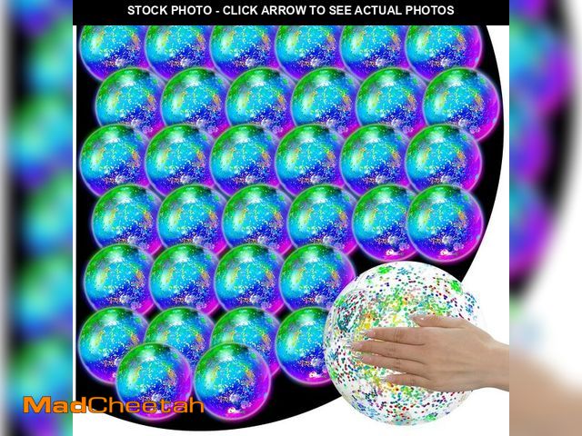 Lot 74-14150289 - Meooeck 16 Pcs Light up Beach Balls Glow in The Dark LED Inflatable Beach Balls 9 Inch Sparkly Confe...
