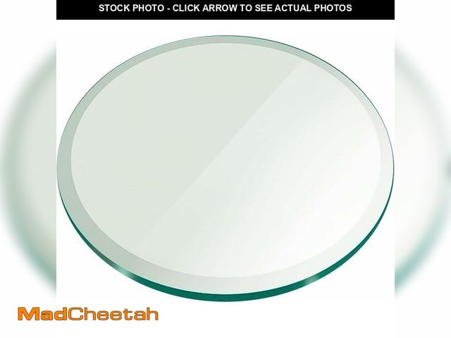Lot 74-12365691 - 12" Inch Round Glass Table Top 1/2" Thick Tempered Beveled Edge by Fab Glass and Mirror - UNUSED