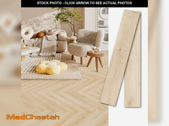 Lot 74-14348024 - MULGREAT Peel and Stick Floor Tile, 54 Sq.Ft 36 Pieces 36"x6" Long Vinyl Flooring, 1.5mm Thick Water...