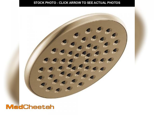 Lot 74-12520124 - Gold 1-Spray Patterns 1.75 GPM 6.13 in. Wall Mount Fixed Shower Head in Champagne Bronze - UNUSED