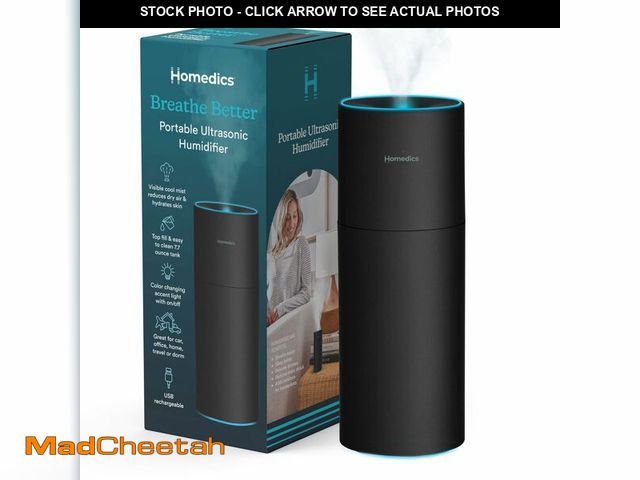 Lot 74-12701726 - Homedics Portable Humidifier - Small Air Humidifiers for Bedroom, Plants, Office, Travel - Cool Mist...