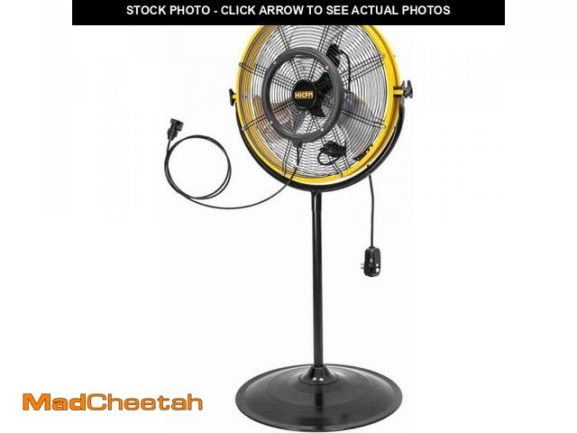 Lot 74-12486243 - Atemomen 4400 CFM 20 in. Outdoor Misting Fan in Yellow Pedestal Standing Base with IP44 Enclosed Mot...