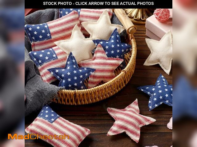 Lot 74-14267523 - Gemscream 12 Pcs 4th of July Vintage Fabric Hanging Ornaments Patriotic Bowl Filler Stuffed 250th An...
