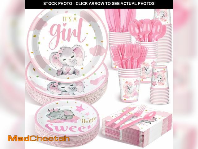 Lot 74-12710962 - Dandat 350 Pcs Baby Shower Plates Set Baby Shower Party Supplies Serves 50 Tableware Sets Include Pl...