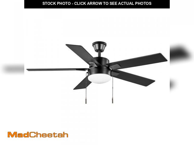 Lot 74-10836081 - Hampton Bay 52 in. Corwin Indoor/Outdoor Matte Black LED Ceiling Fan with Light Kit 56051 - UNUSED