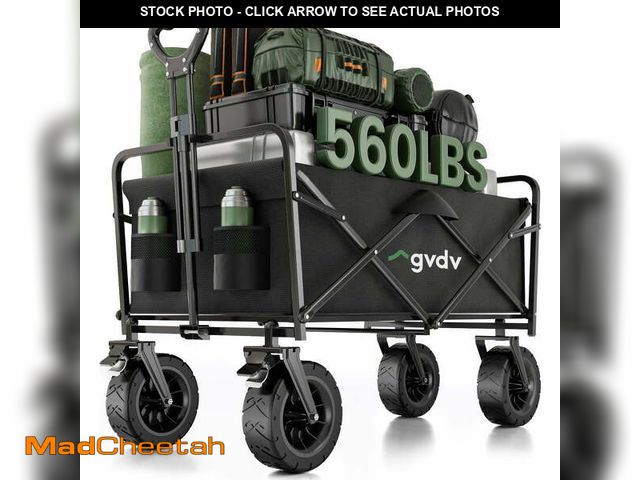 Lot 74-14586094 - GVDV Collapsible Folding Wagon, 560LBS Large Heavy Duty Utility Cart with All-Terrain Wheels and Adj...