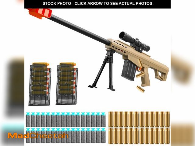 Lot 74-13631044 - Toy Sniper Rifle with Scope Soft Bullet Toy Gun Shell ejecting Foam Blaster Guns Realistic Fake Prop...