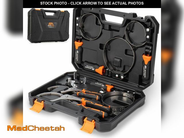 Lot 74-12975007 - MateAuto Oil Filter Wrench Set, 8 Piece Adjustable Oil Filter Wrenches 2-3/4" to 5-1/4", 9" &amp; 12...