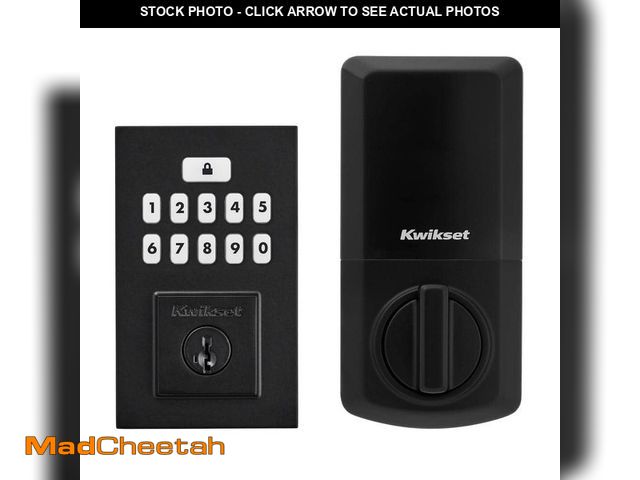 Lot 74-12663657 - Kwikset SmartCode 260 Contemporary Matte Black Keypad Single Cylinder Electronic Deadbolt Featuring ...