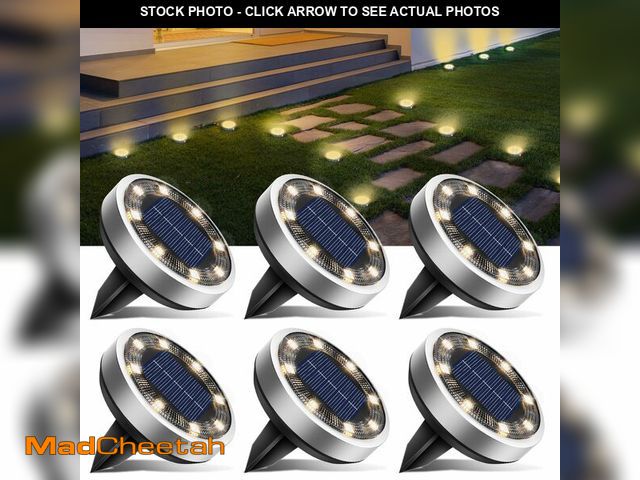 Lot 74-12861053 - btfarm 6 Pack Solar Ground Lights Outdoor, 8 LED Flat Solar Lights Outdoor Pathway IP65 Waterproof f...