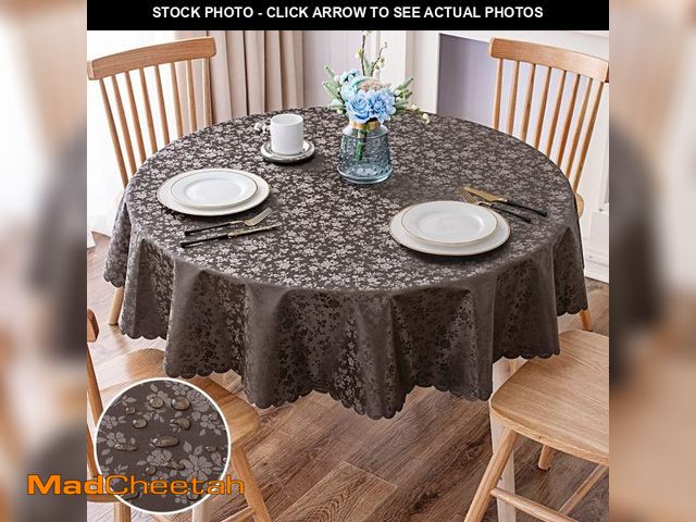 Lot 74-11556752 - Smiry Round Table Cloth, Waterproof Heavy Duty Vinyl Tablecloths, Wipeable Washable Table Cover for ...