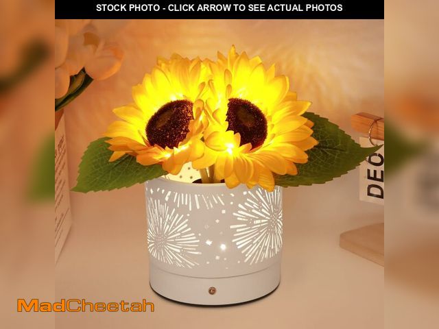 Lot 74-14381834 - JHXLAMP Birthday Gifts for Women,Sunflower Flower Touch Lamp,Rechargeable Cordless Lamp 3-Colour Dim...