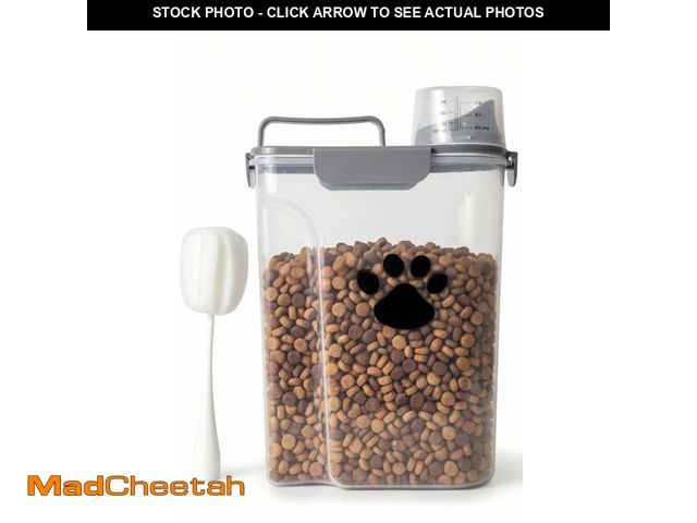Lot 74-14335908 - kapituem 5-7Lbs Dog Cat Food Storage Container with cleaning brush, Measuring Cup,4 Snap Seals, Port...