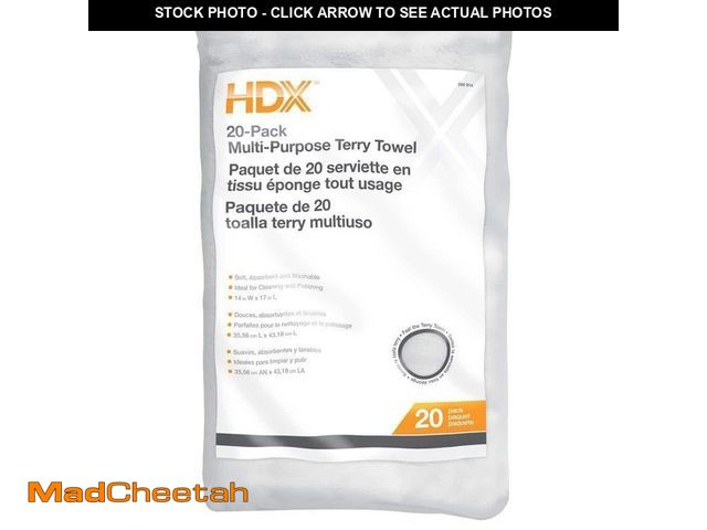 Lot 74-13790333 - 2 Packs of HDX 14 in. x 17 in. Multi-Purpose Terry Towel (2 Packs of 20, 40 Total!) - UNUSED