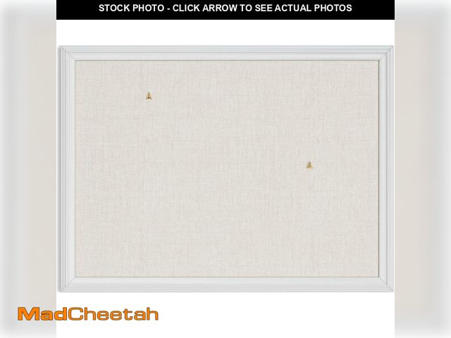 Lot 74-14290151 - U Brands Bulletin Board, 18 x 24 Inch Linen Fabric Pin Board, Farmhouse White Wood Style Frame, Wall...