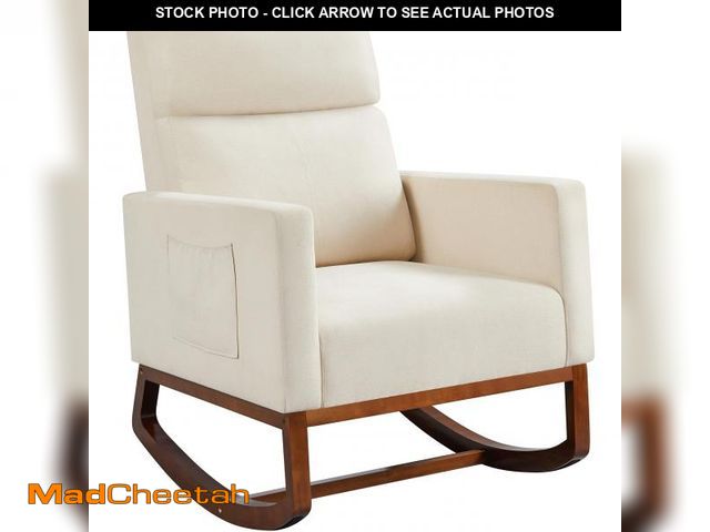 Lot 74-12416319 - Yaheetech Rocking Living Room Chair, Upholstered Glider Chair with Side Pocket, Modern Accent Chair ...