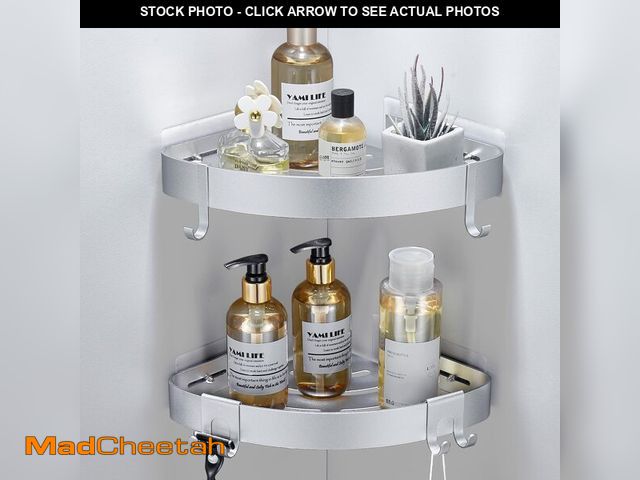 Lot 74-13959836 - DUFU Adhesive Corner Shower Caddy with Hooks,Bathroom Shower Organizer, No Drilling Rust Proof Alumi...