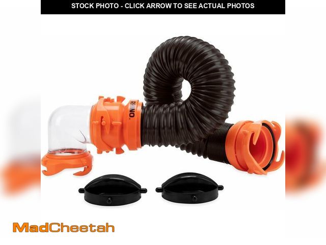 Lot 74-12827640 - Camco RhinoFLEX Tote Tank 3-foot Sewer Hose Kit - Includes Clear 90-Degree Elbow, Drain Hose &amp; 2...