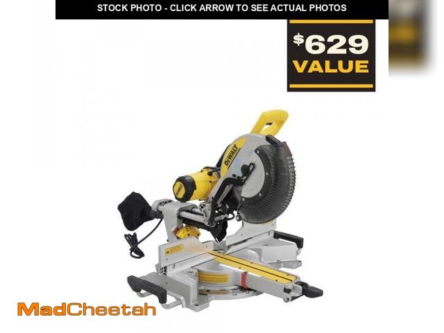 Lot 74-12516726 - DEWALT 15 Amp Corded 12 in. Double Bevel Sliding Compound Miter Saw, Blade Wrench and Material Clamp...